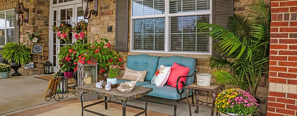 Relax in your favorite chair on the porch, Bickford of Aurora, Assisted Living in Aurora, IL